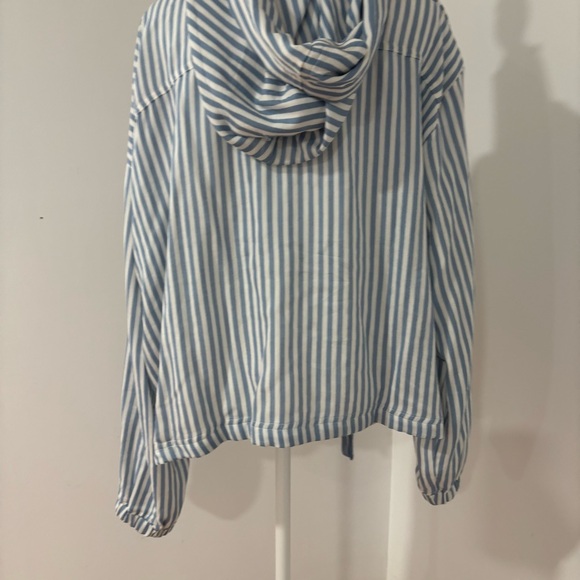 Torrid Blue and White Striped Snap Front Hooded Jacket Plus SIZE 0 (12) NWT - Picture 11 of 16